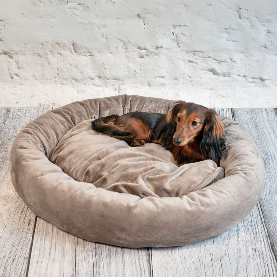 Pluszowe legowisko dla psa lub kota BUZZY, 60x55 cm, Brąz