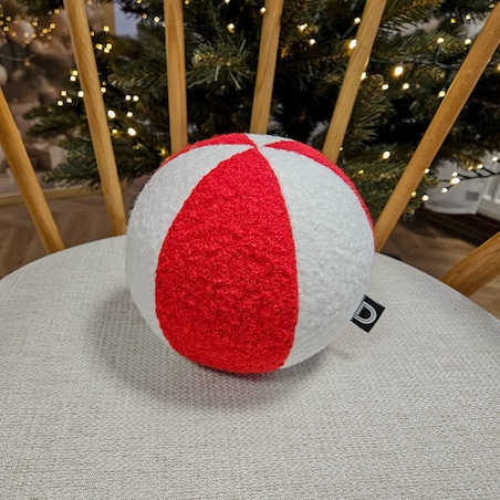 Poduszka SOFT LOOP | biało - czerwona mała kula