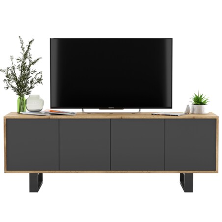 Nowoczesna Szafka RTV Loft Komoda RTV 150 cm Dąb Wotan Grafit MAT