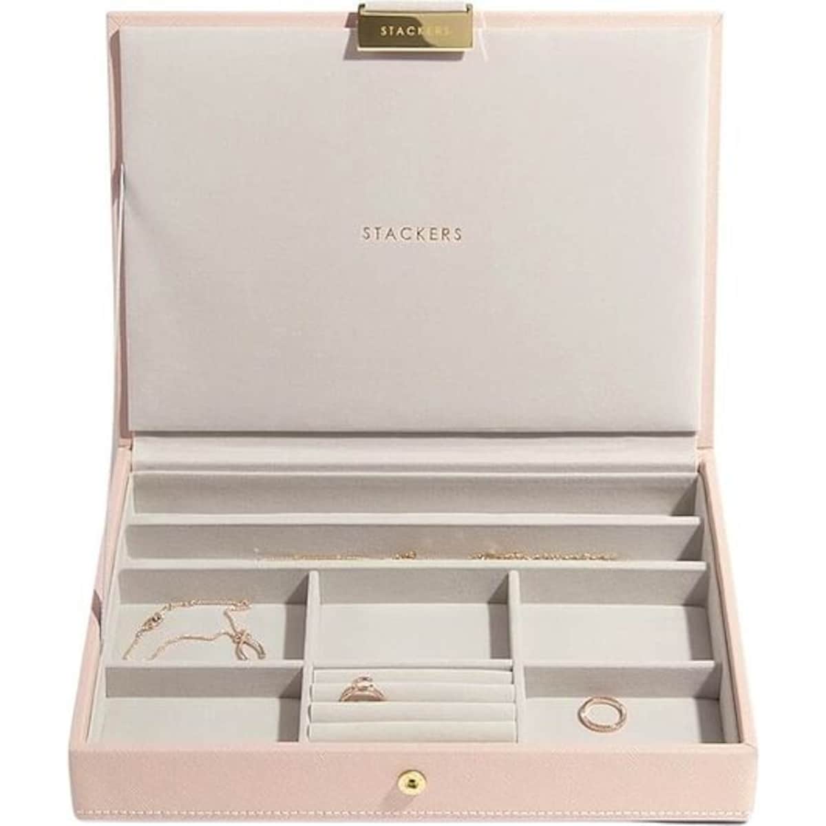 Szkatułka na biżuterię Stackers classic różowo-szampańska z pokrywką