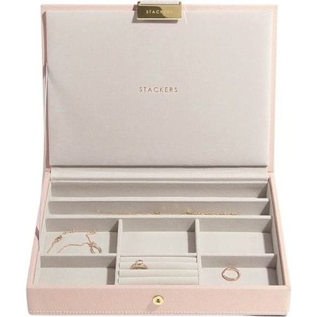 Szkatułka na biżuterię Stackers classic różowo-szampańska z pokrywką