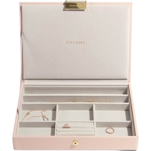 Szkatułka na biżuterię Stackers classic różowo-szampańska z pokrywką