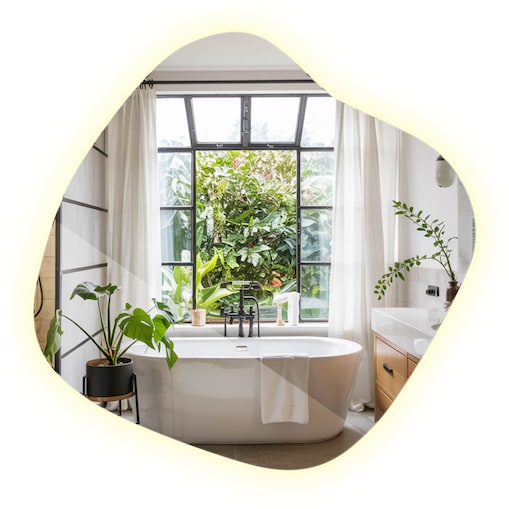 Lustro Asymetryczne LED - 57x57,7 cm - Neutralne Światło