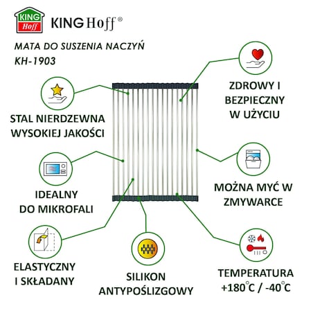 Suszarka ociekacz kratka stalowa na zlewozmywak 45x32cm KINGHOFF