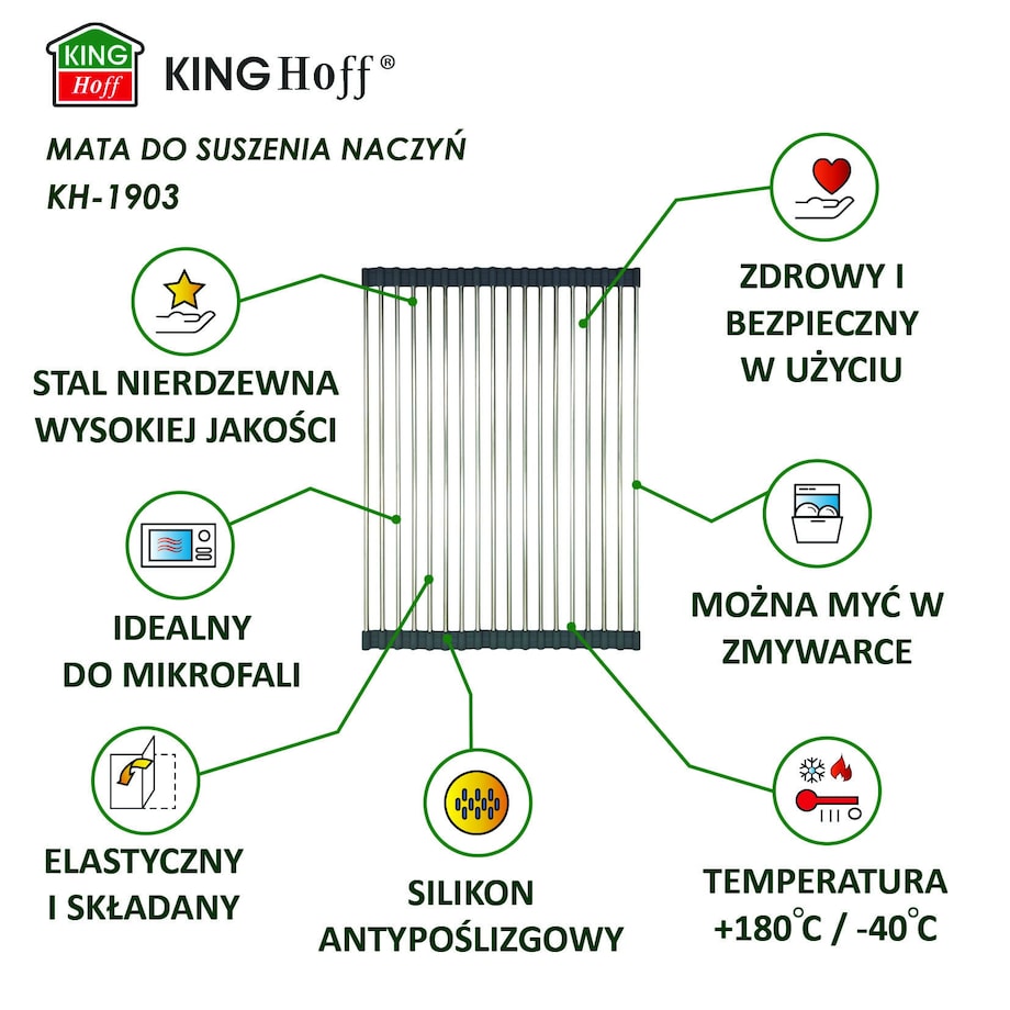 Suszarka ociekacz kratka stalowa na zlewozmywak 45x32cm KINGHOFF