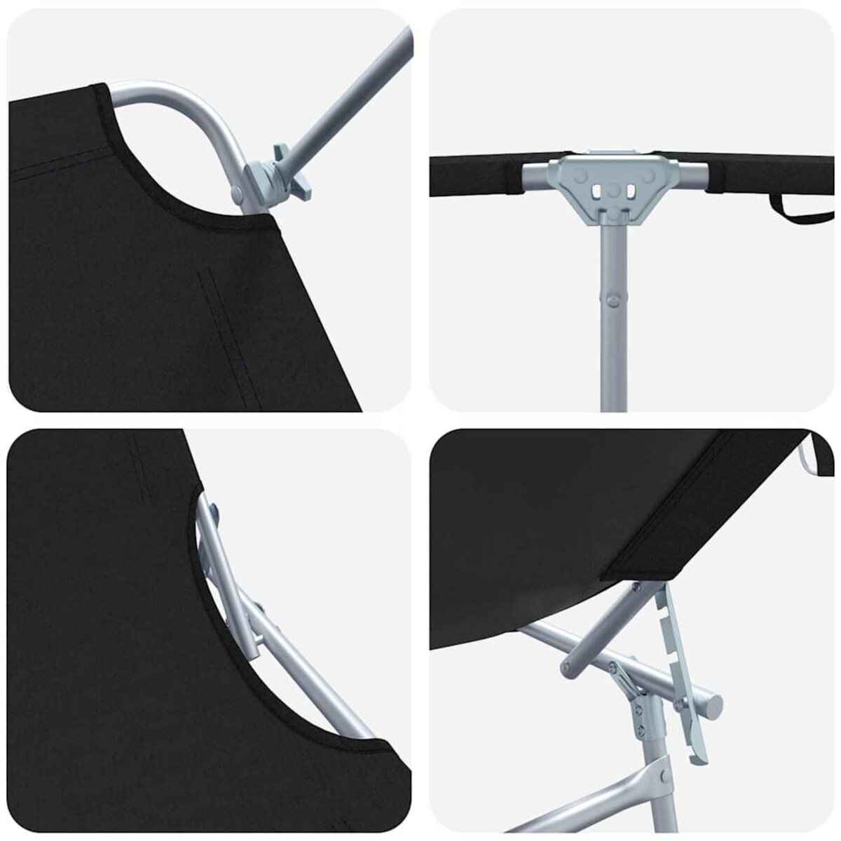 vidaXL Leżak 2-osoba 2 pcs Czarny 58 x 188 x 77cm tkanina