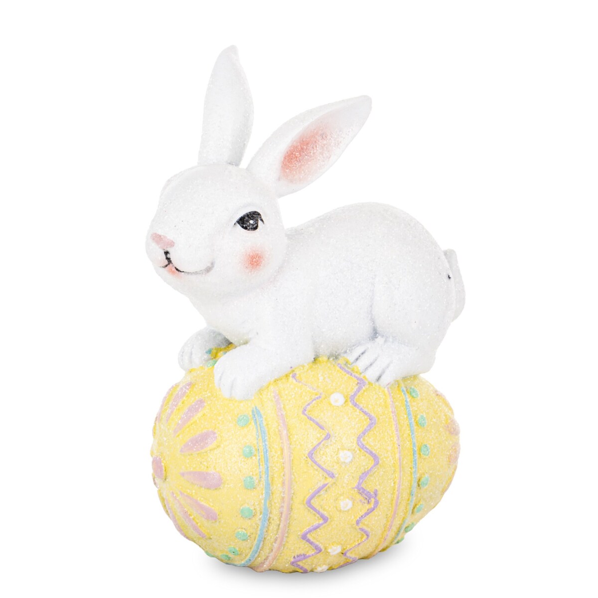 Dekoracja - króliczek na żółtej pisance 15x11,5x8,5 cm BIELACZEK - III