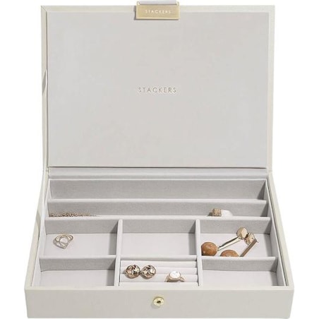 Szkatułka na biżuterię Stackers classic jasnobeżowa z pokrywką