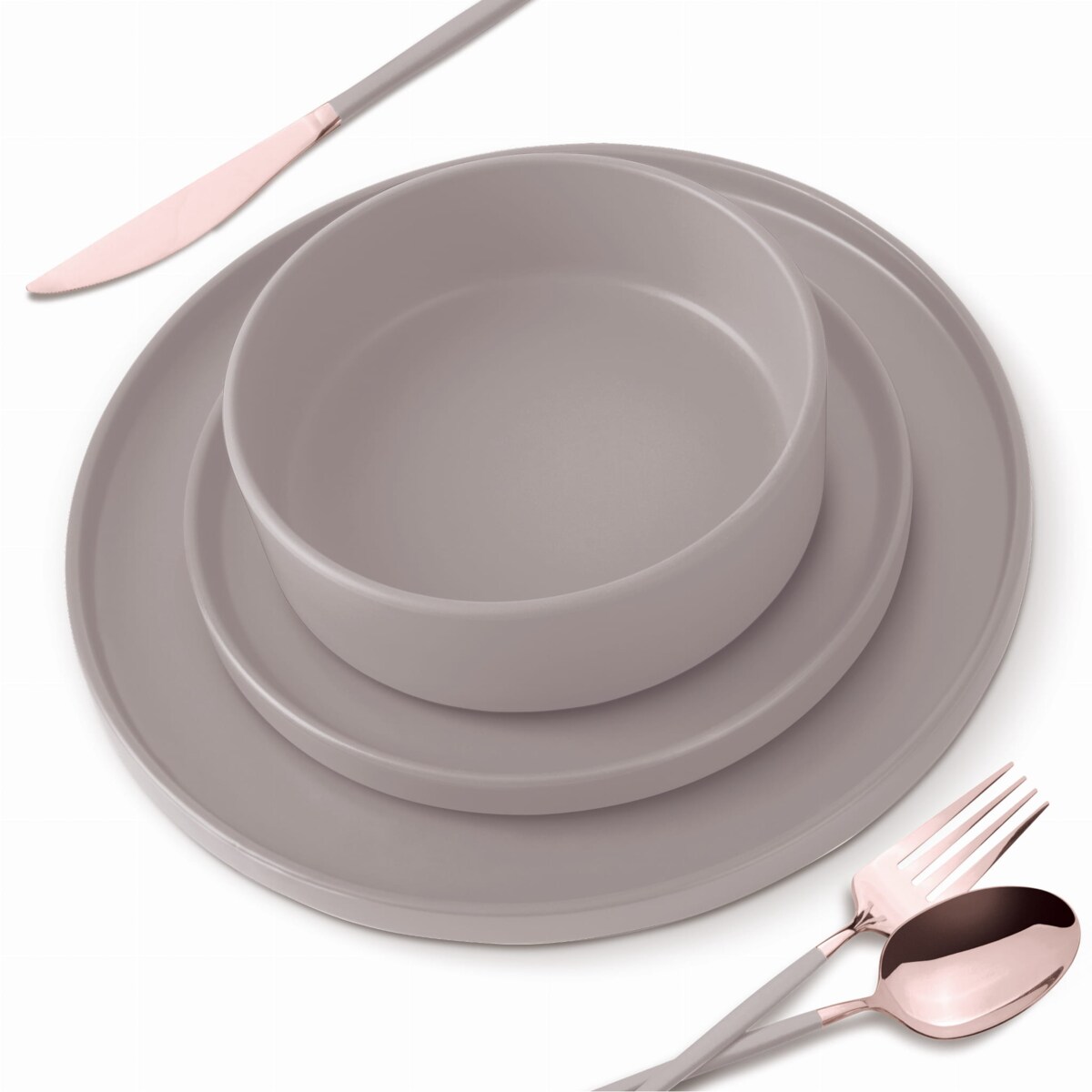 Zastawa stołowa Serwis Komplet talerzy naczyń 18 ele dla 6 osób BERLINGER HAUS Taupe