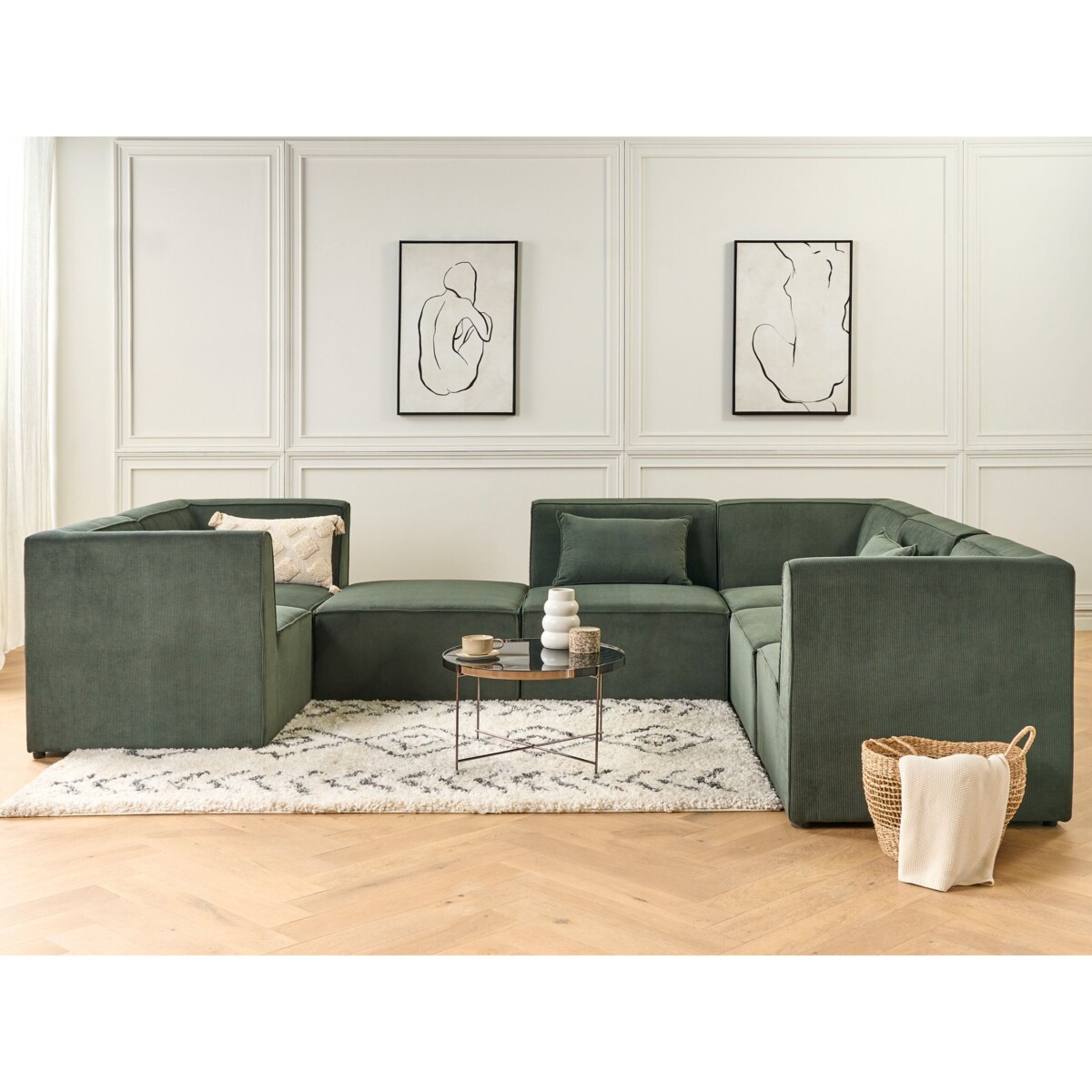 Otomana sztruksowa ciemnozielona LEMVIG