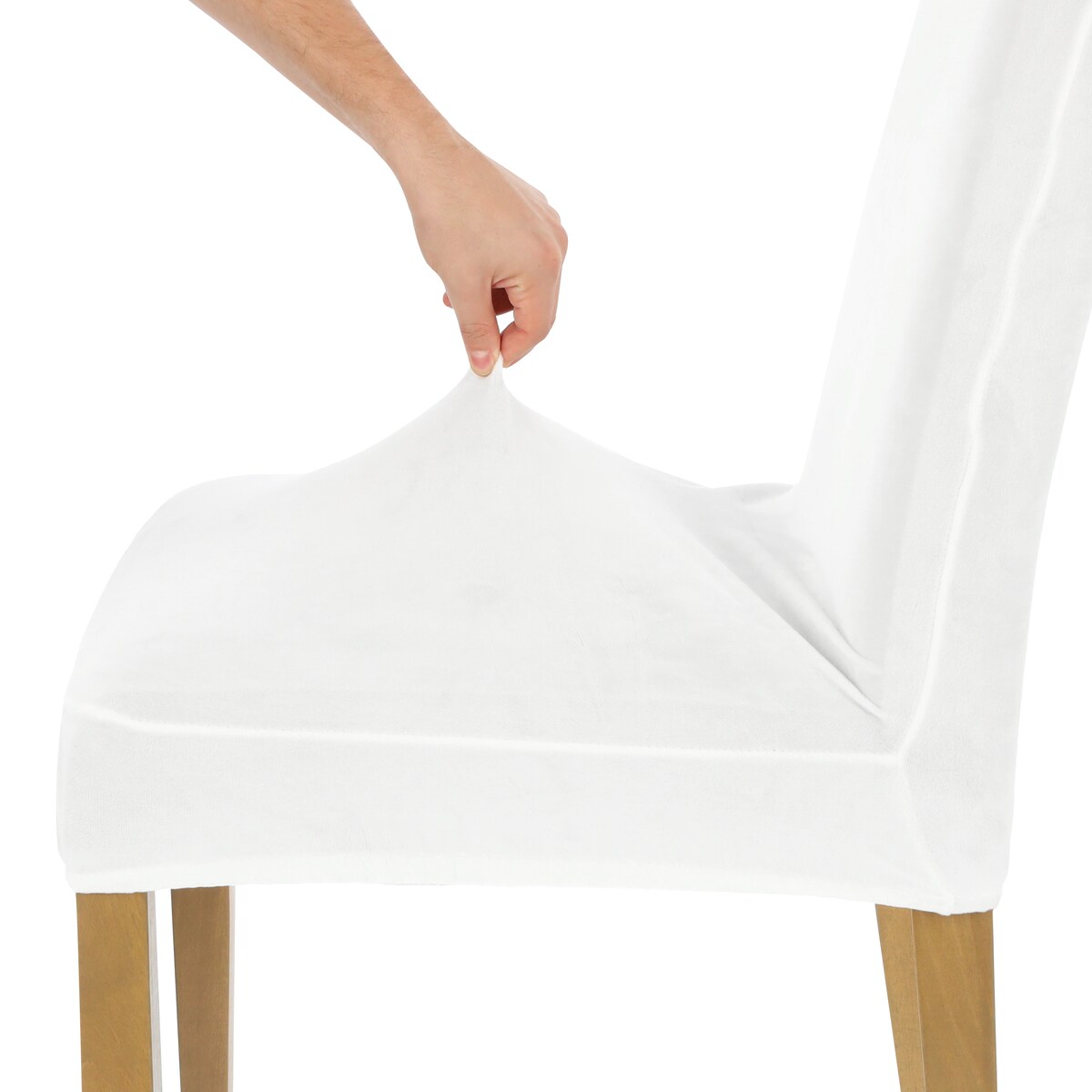 POKROWIEC NA KRZESŁO BIAŁY WELUR ELASTYCZNY [21WO]