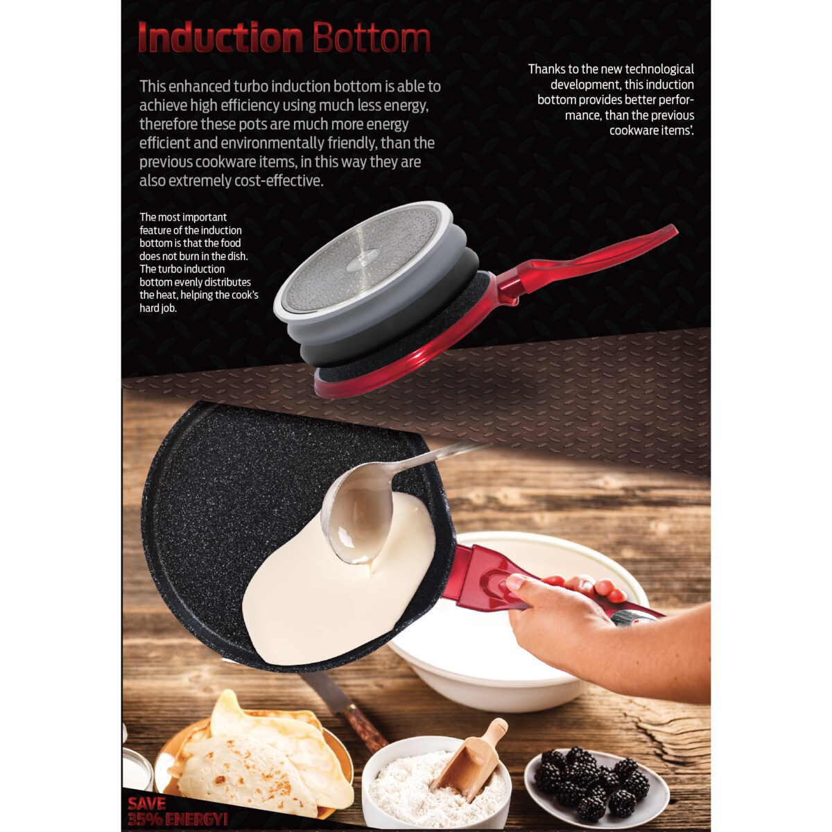 Patelnia do naleśników 28cm BERLINGER HAUS Metallic Burgundy