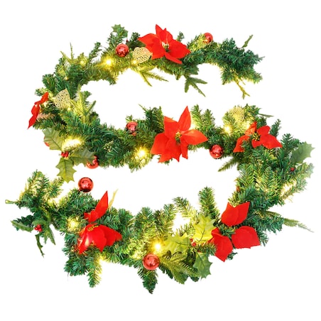 vidaXL Świąteczna girlanda z lampkami LED, zielona, 2,7 m, PVC