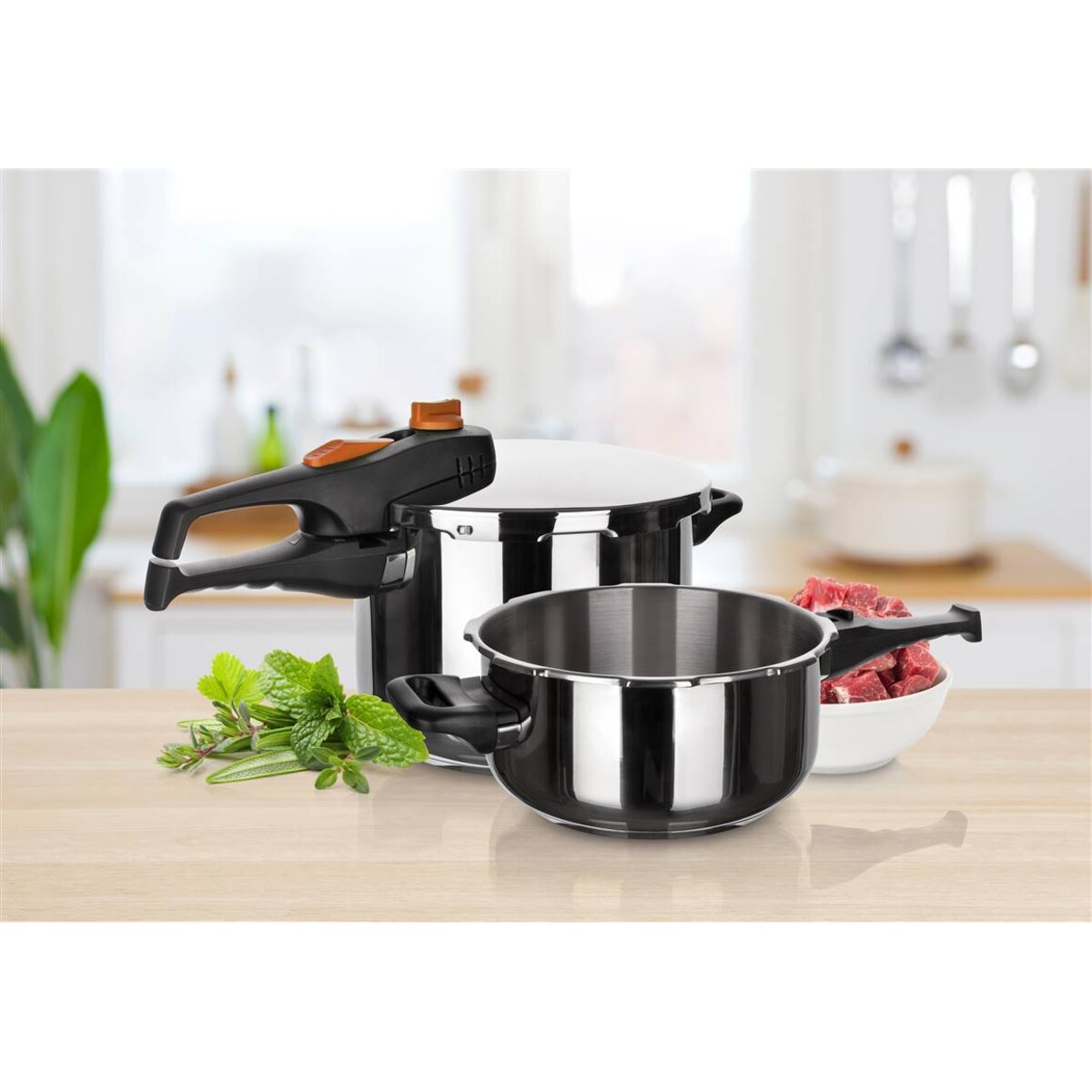 KOMPLET SZYBKOWARY duży + mały pokrywa pokrętło 4 i 6L GARNEK szybkie danie