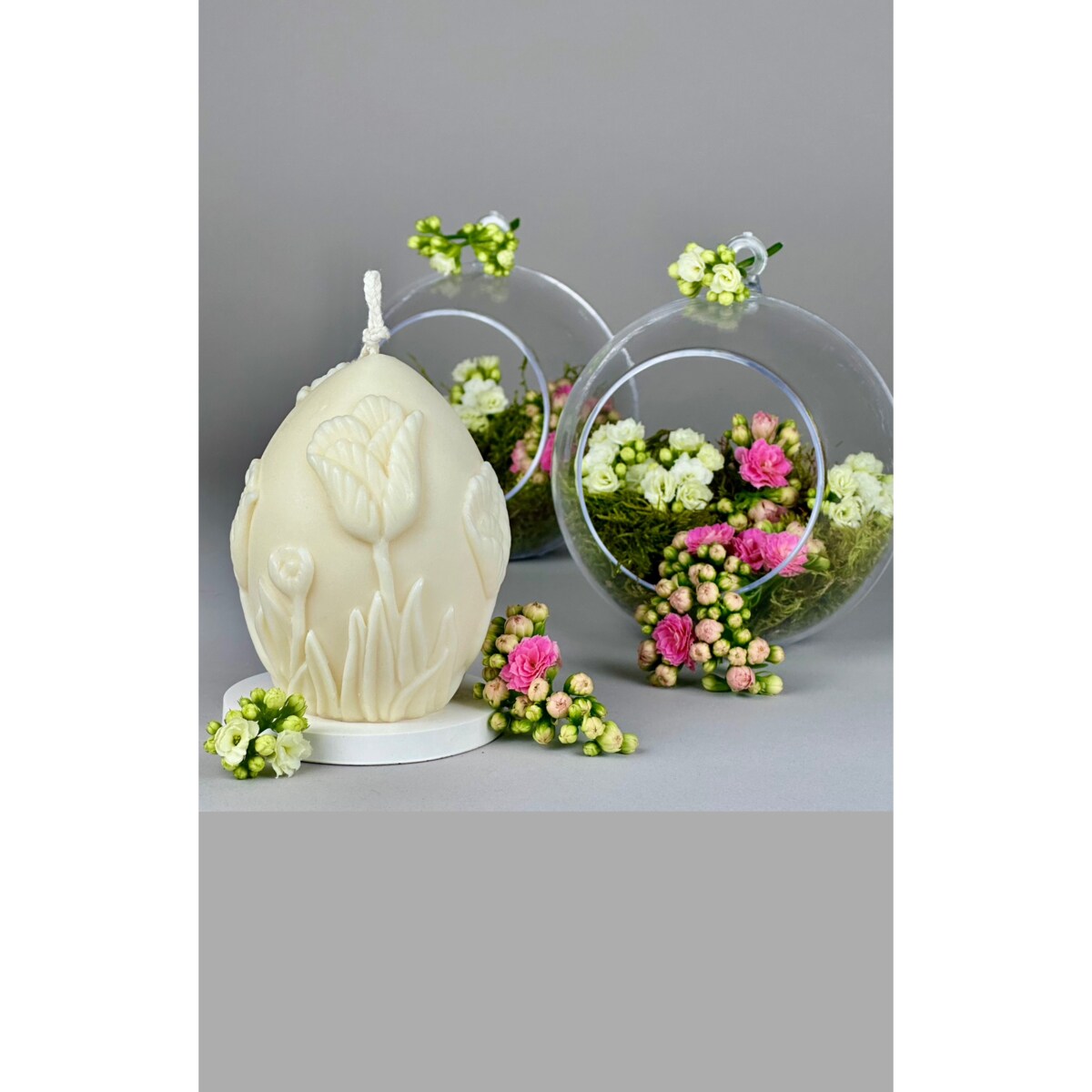 Świeca sojowa ozdobna Pisanka w tulipany