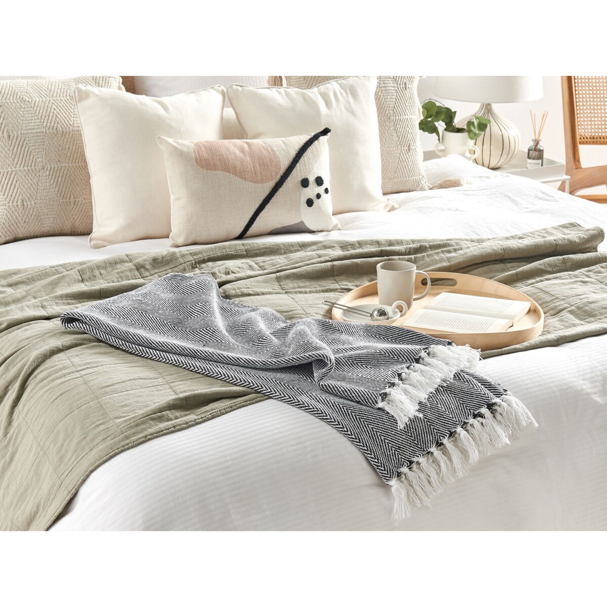 Koc bawełniany 130 x 160 cm czarny TANGIER