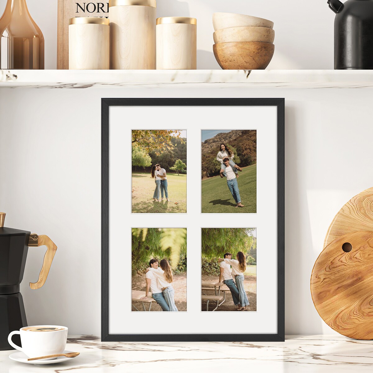 Ramka na 4 zdjęcia 10x15 cm czarna foto galeria multirama 30x40 cm FRAMAI