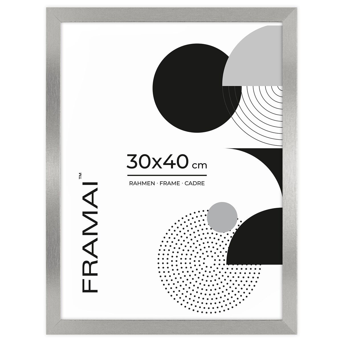 Ramka na zdjęcia 30x40 cm srebrna rama MDF z plexi do powieszenia pion poziom klasyczna ramka FRAMAI