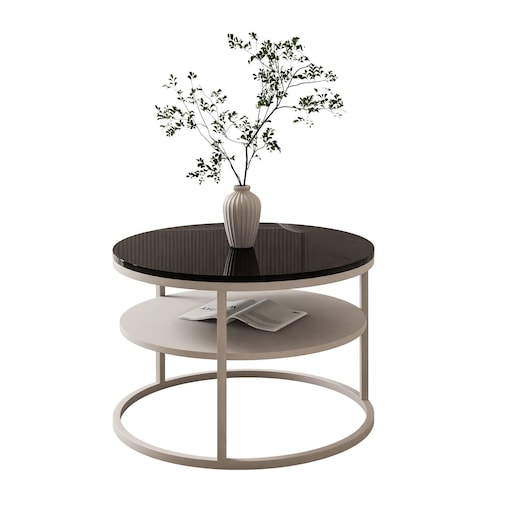 Stolik Kawowy CIRI SLIM z pólką kaszmir czarny połysk