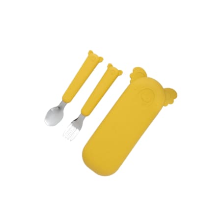 THE COTTON CLOUD sztućce w silikonowym pokrowcu, Koala / Mustard