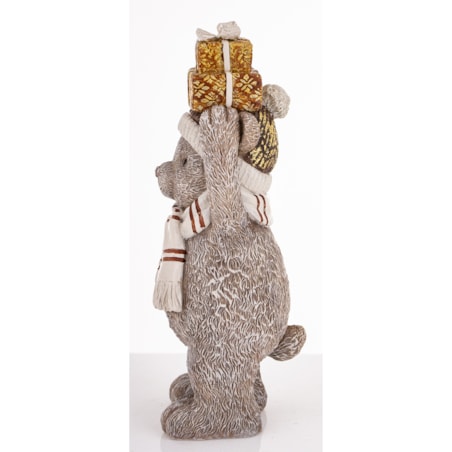 Figurka świąteczna - szary Miś 22x7,5x8 cm CAPELLO z pudełkami