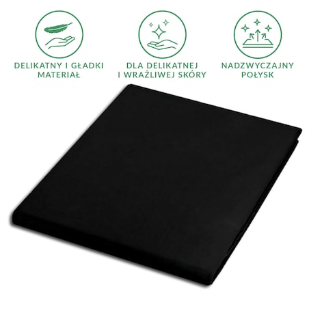 Prześcieradło satynowe bez gumki 160x220 kolor Czarny