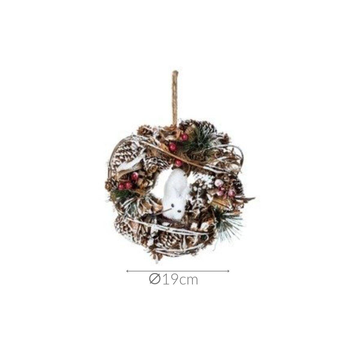 Wianek świąteczny, dekoracja z motywem wiewiórki, 19 cm