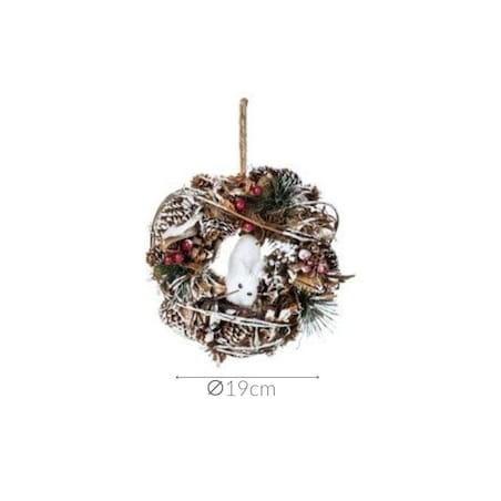 Wianek świąteczny, dekoracja z motywem wiewiórki, 19 cm