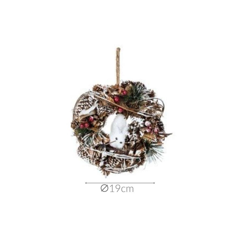 Wianek świąteczny, dekoracja z motywem wiewiórki, 19 cm