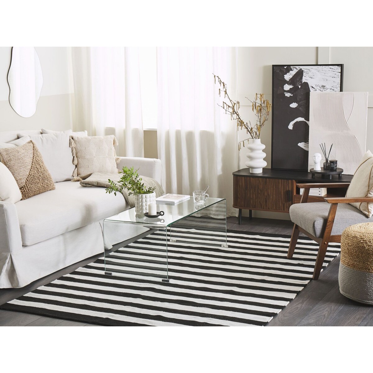 Dywan zewnętrzny 140 x 200 cm czarno-biały TAVAS