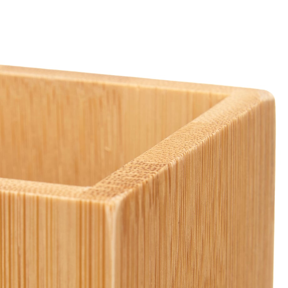 Kubek na szczoteczki do zębów, kwadratowy, bambusowy, 6,8 x 6,8 x 9,7 cm