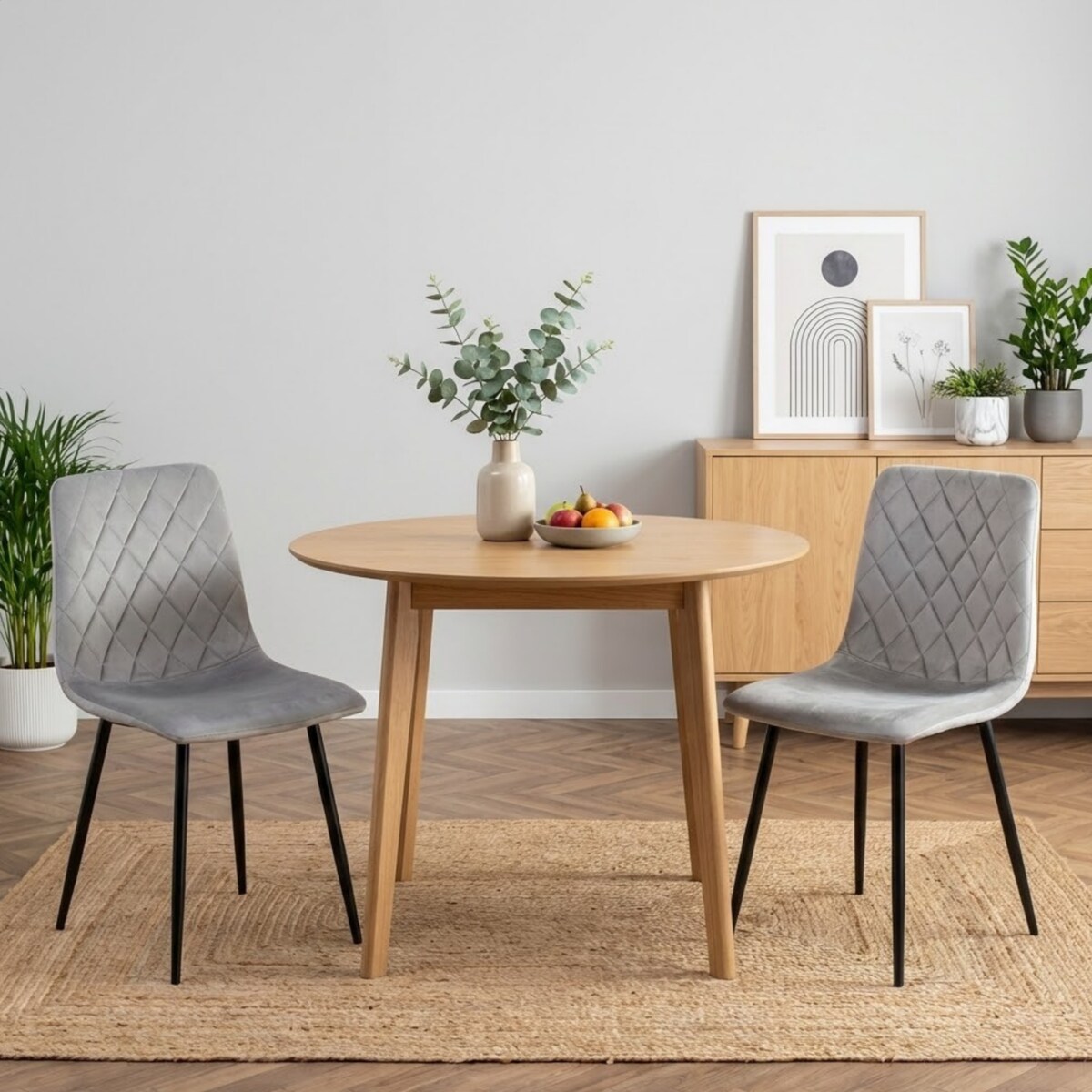 Krzesło szare tapicerowane pikowane welurowe nowoczesne wygodne velvet