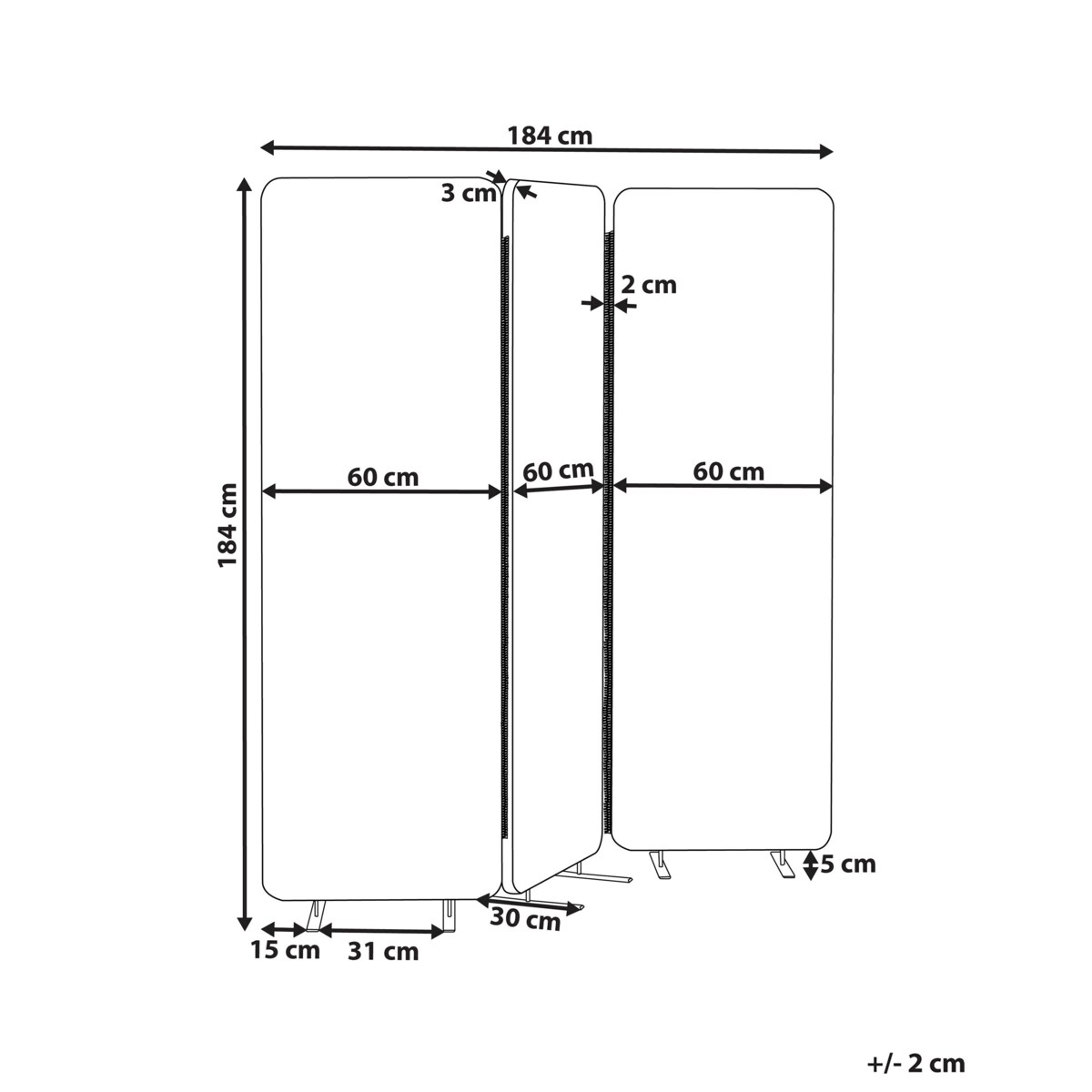 Przegroda biurkowa 184 x 184 cm Jasnoszary STANDI