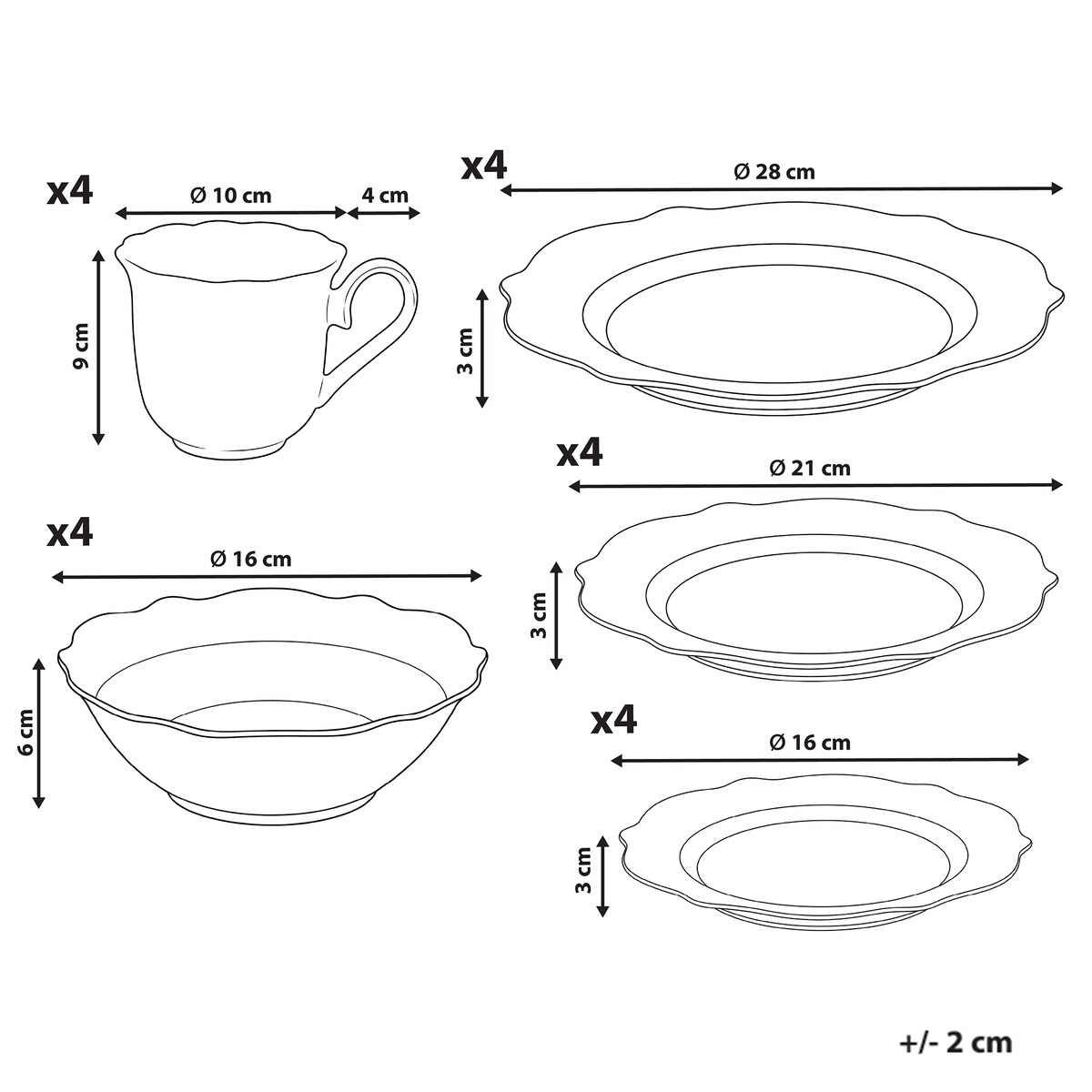 Zastawa stołowa 20-częściowa YUZU Porcelana Kolorowy