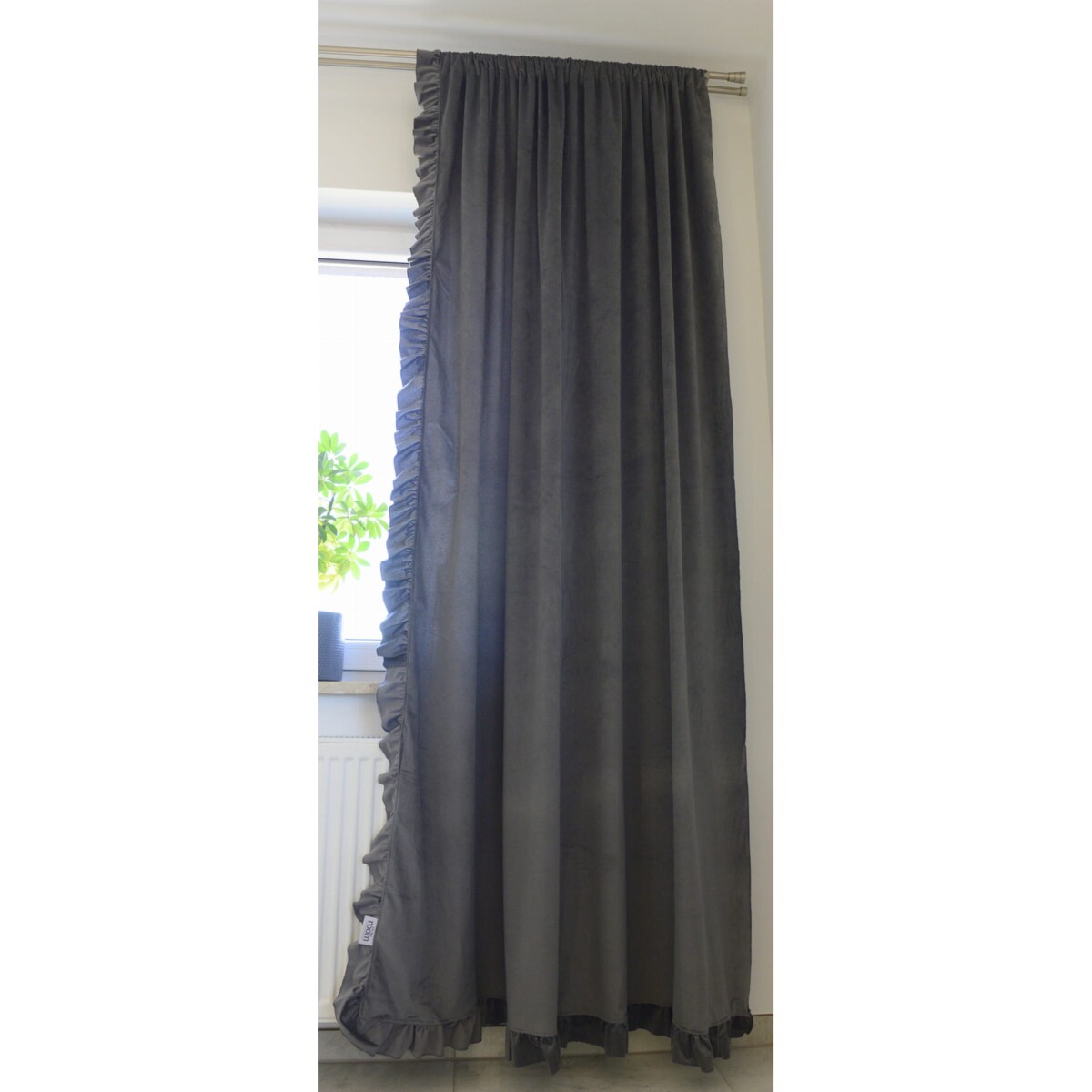 Zasłona Na Okno Okna Z Falbanką Do Salonu Sypialni 150X250 Cm Grafit