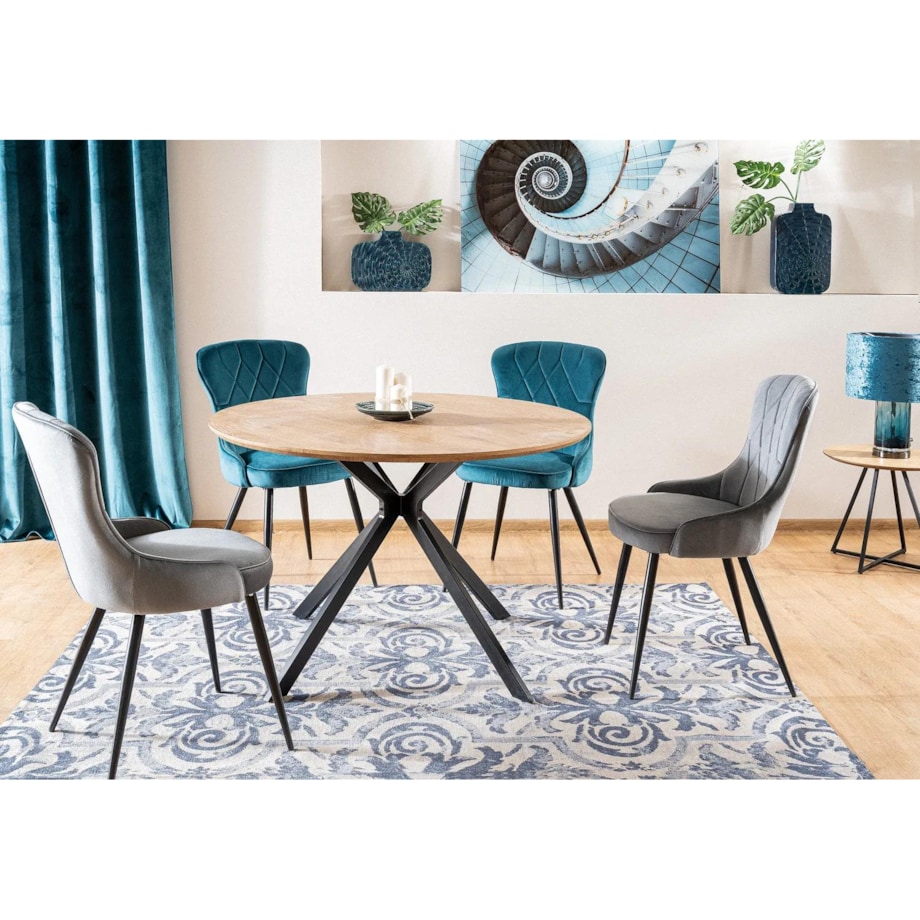 Stół okrągły ASTER 120x120 dąb/czarny