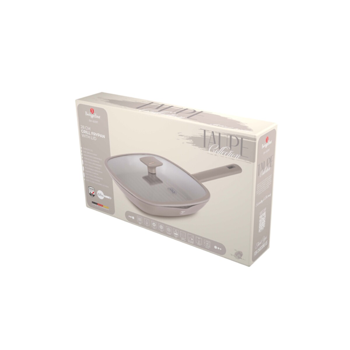 Patelnia grillowa 28 cm z pokrywką BerlingerHaus Taupe BH-8097