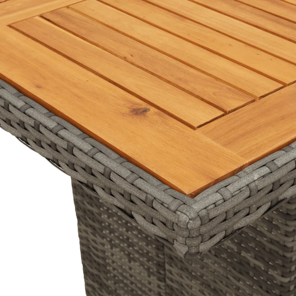 vidaXL Stół ogrodowy z akacjowym blatem, szary 190x80x74 cm, rattan PE
