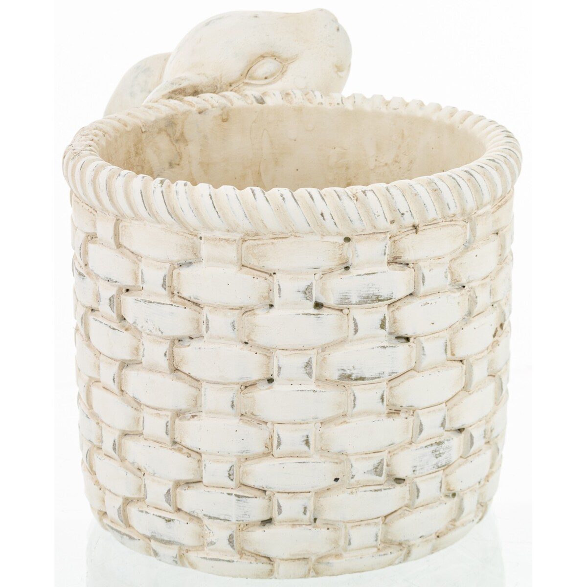 Osłonka na doniczkę - 17x24x16 cm królik i jego beżowy koszyk