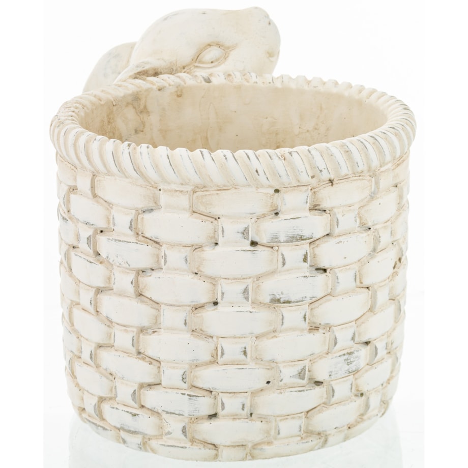 Osłonka na doniczkę - 17x24x16 cm królik i jego beżowy koszyk