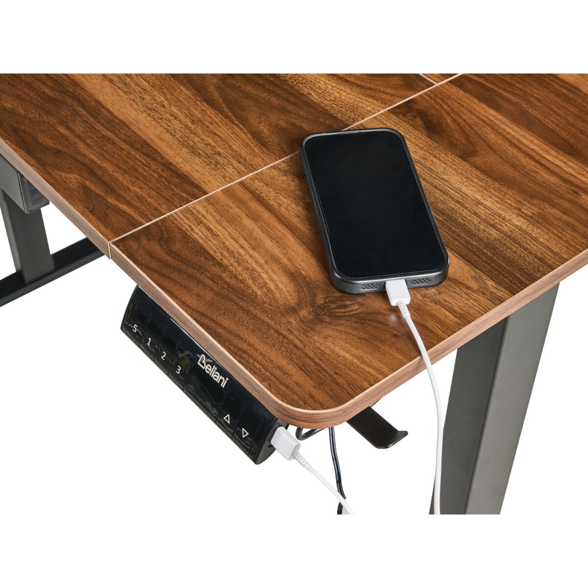 Biurko regulowane elektrycznie LUCAMA Brązowy/ czarny 120 cm 60 cm Z portem USB