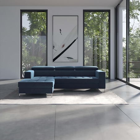 Sofa narożna rozkładana Reco granatowa