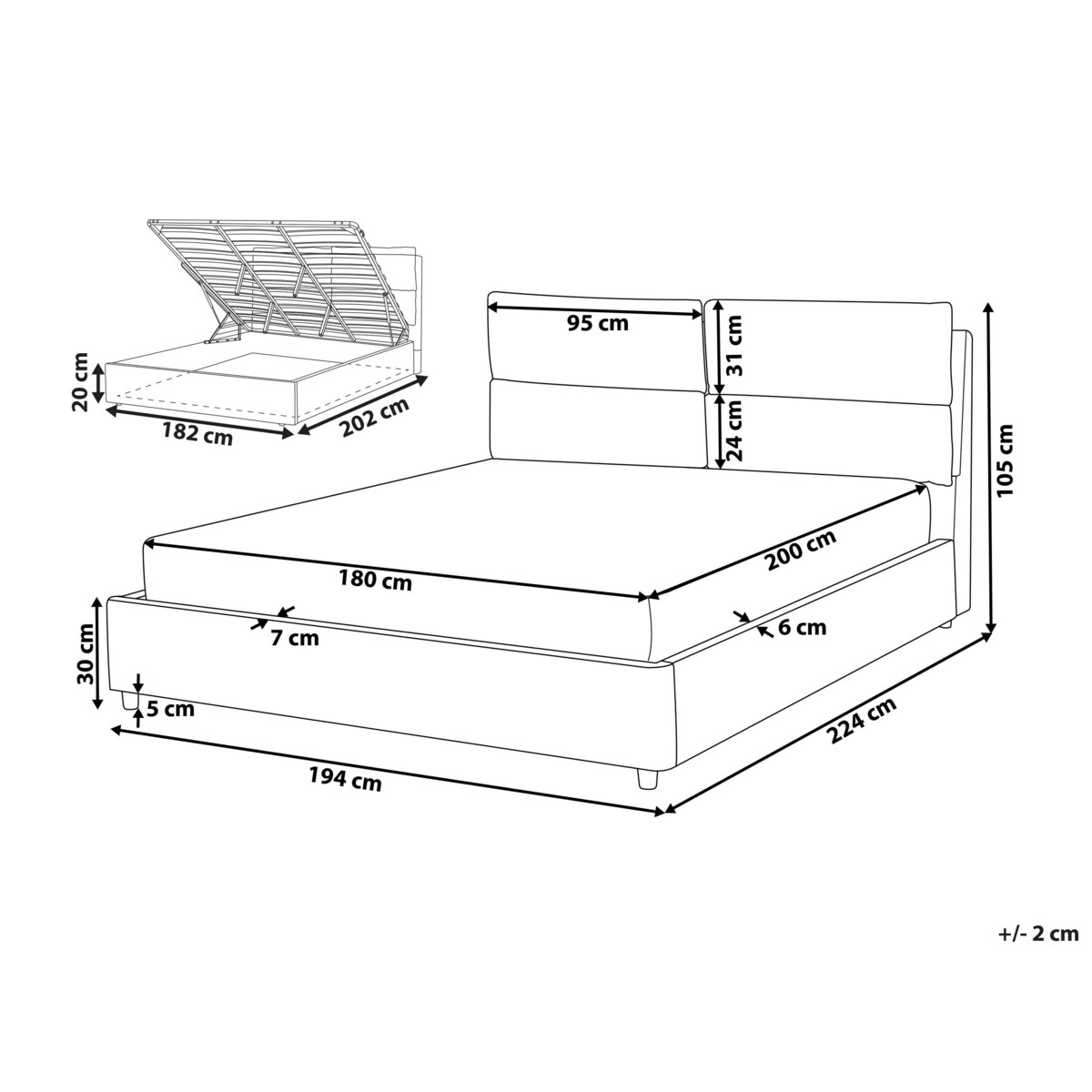 Łóżko z pojemnikiem welurowe 180 x 200 cm jasnoszare BATILLY