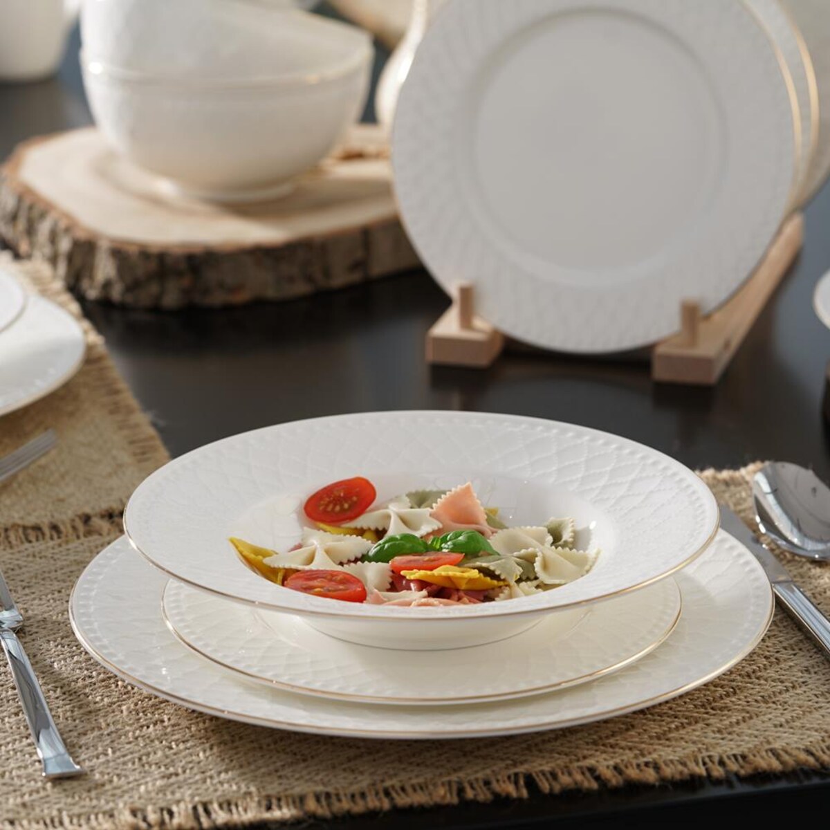 VILLA ITALIA Serwis obiadowy porcelanowy na 6 osób ROMA GOLD