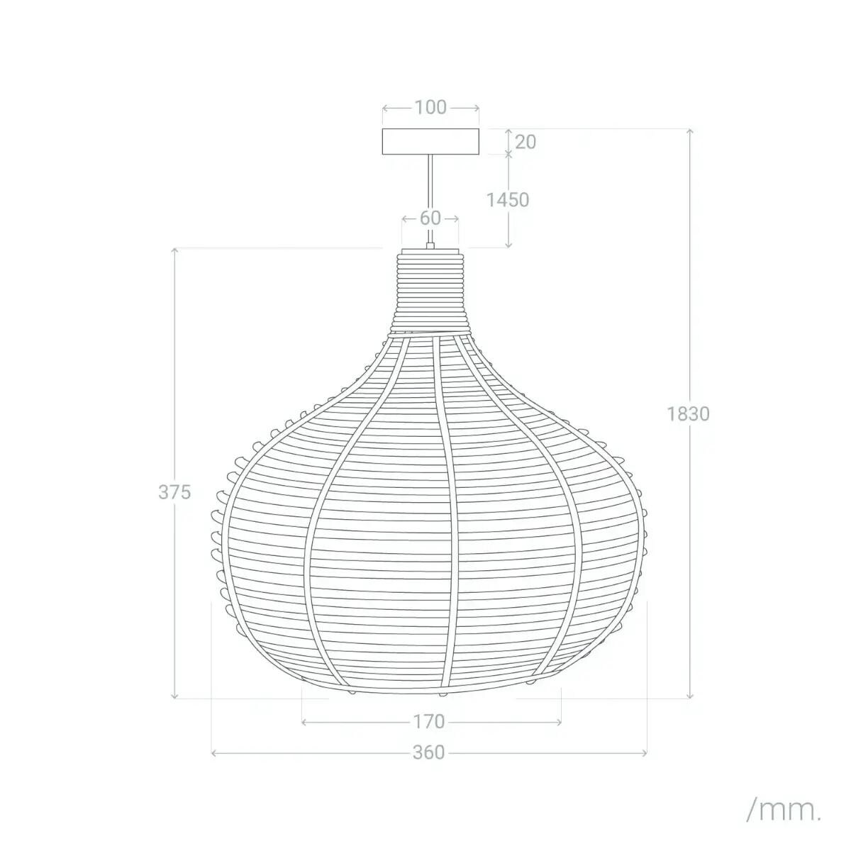 Lampa ekologiczna Boho ABR-LW16-BH-E27 Abruzzo wisząca brązowa