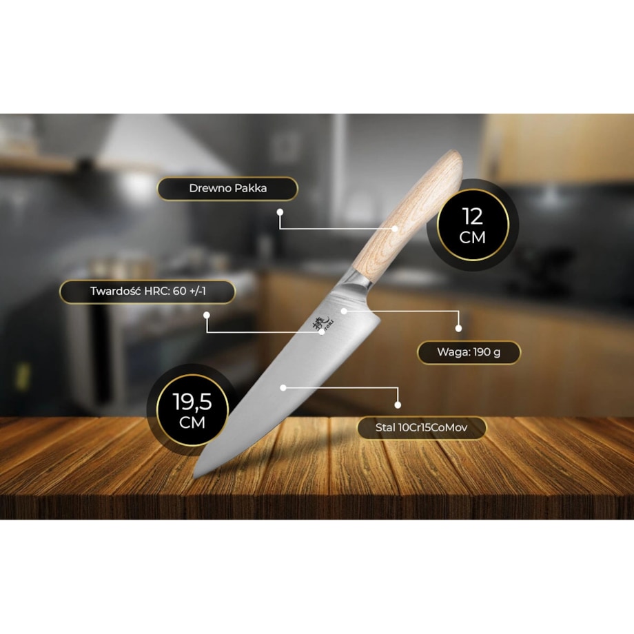 Shiori 撓 Shinogi Sifu profesjonalny nóż szefa kuchni