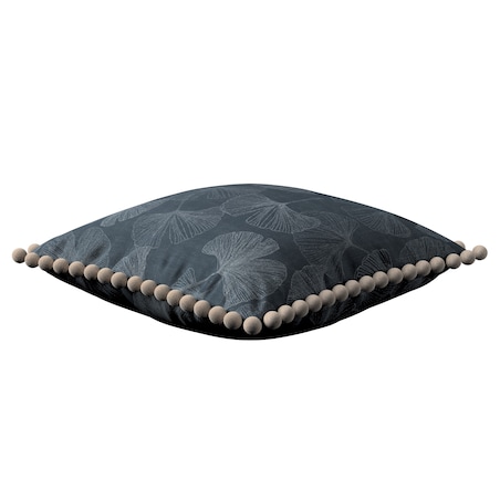 Poszewka Wera na poduszkę 45x45 szaro-srebrne liście miłorzębu na grafitowym tle