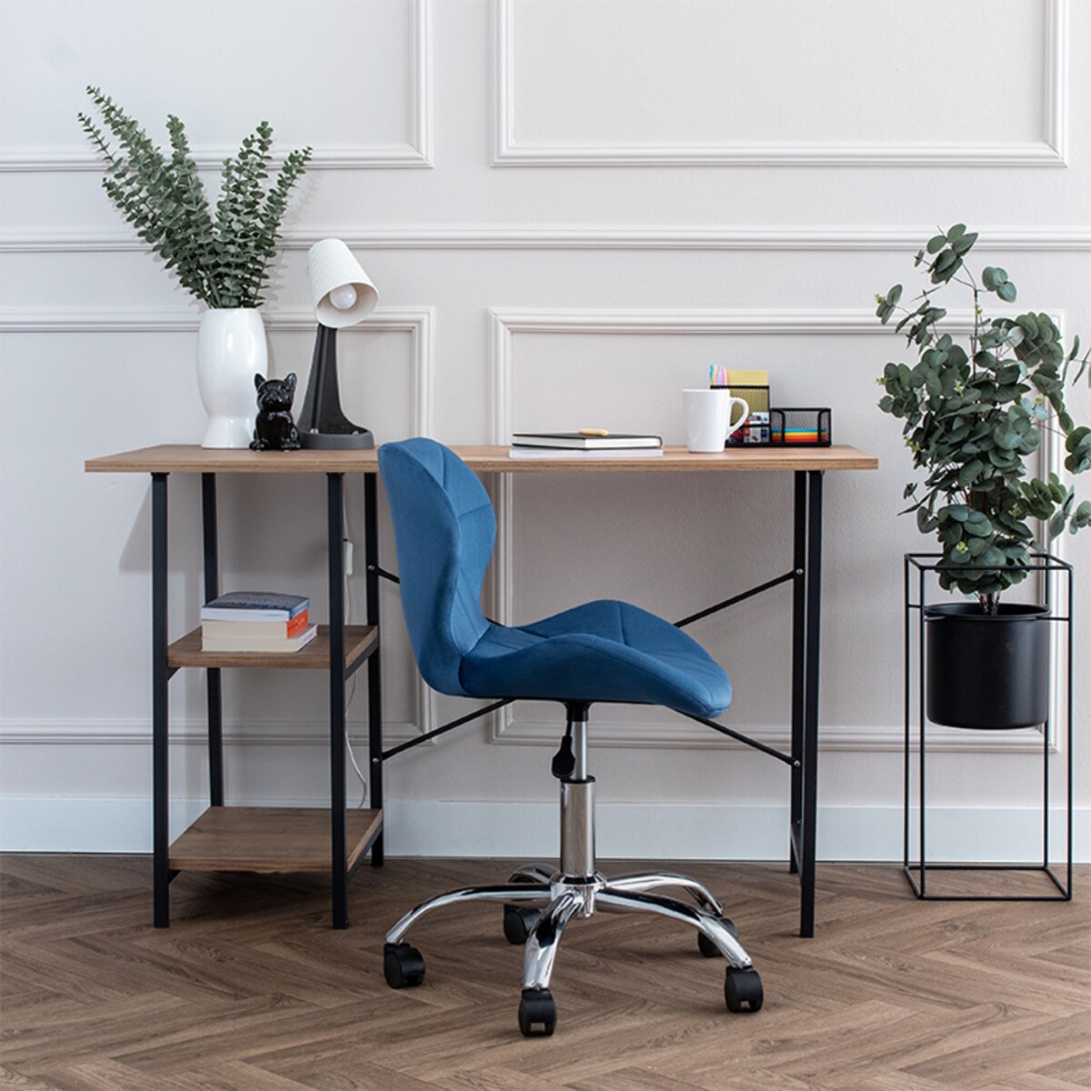 Krzesło biurowe obrotowe regulowane welurowe pikowane