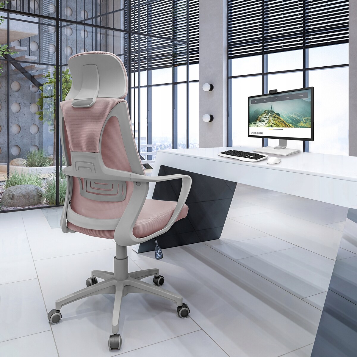 Fotel Krzesło Do Biurka Biura Futura Różowy