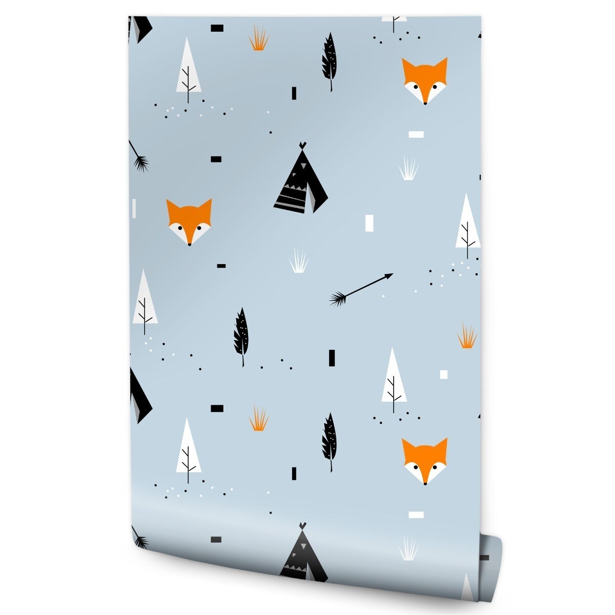 Tapeta Dla Dzieci LISKI Tipi Strzały Drzewa